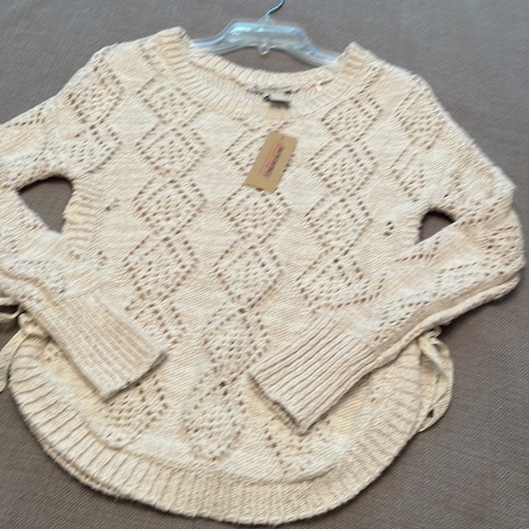 NWOT, American Rag Crochet Sweater Top with Tie Sides & Curved Hems - Picture 11 of 12